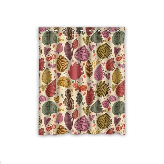 GreenDecor Leaves Waterproof Shower Curtain Set with Hooks Bathroom Accessories Size 60x72 inches