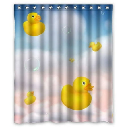 GreenDecor Little Rubber Ducky In The Dream Sky Waterproof Shower Curtain Set with Hooks Bathroom Accessories Size 60x72 inches