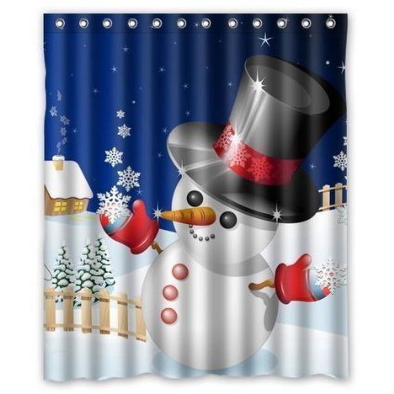 GreenDecor Merry Christmas Waterproof Shower Curtain Set with Hooks Bathroom Accessories Size 60x72 inches