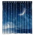 thumbnail image 1 of GreenDecor Moon Star In Blue Sky Beautiful Night Waterproof Shower Curtain Set with Hooks Bathroom Accessories Size 66x72 inches, 1 of 2
