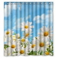 thumbnail image 1 of GreenDecor Natural Wild White Daisy Flower Field Under The Blue Sky Waterproof Shower Curtain Set with Hooks Bathroom Accessories Size 66x72 inches, 1 of 2
