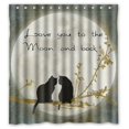 thumbnail image 1 of GreenDecor Night Moon Cat Art Funny Saying And Quotes I Love You To The Moon And Back Waterproof Shower Curtain Set with Hooks Bathroom Accessories Size 66x72 inches, 1 of 2