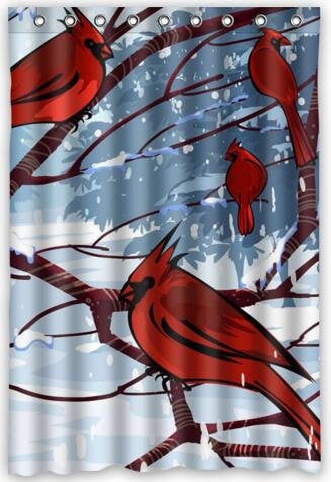 GreenDecor Northern Cardinal Waterproof Shower Curtain Set with Hooks