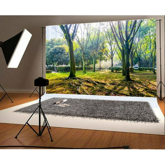 GreenDecor Park Backdrop 7x5ft Grass Land Trees Nature Landscape Photography Background Photos Video Studio Props