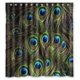 thumbnail image 1 of GreenDecor Peacock Feather Waterproof Shower Curtain Set with Hooks Bathroom Accessories Size 66x72 inches, 1 of 2