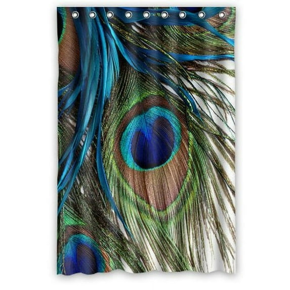 GreenDecor Peacock Waterproof Shower Curtain Set with Hooks Bathroom Accessories Size 48x72 inches
