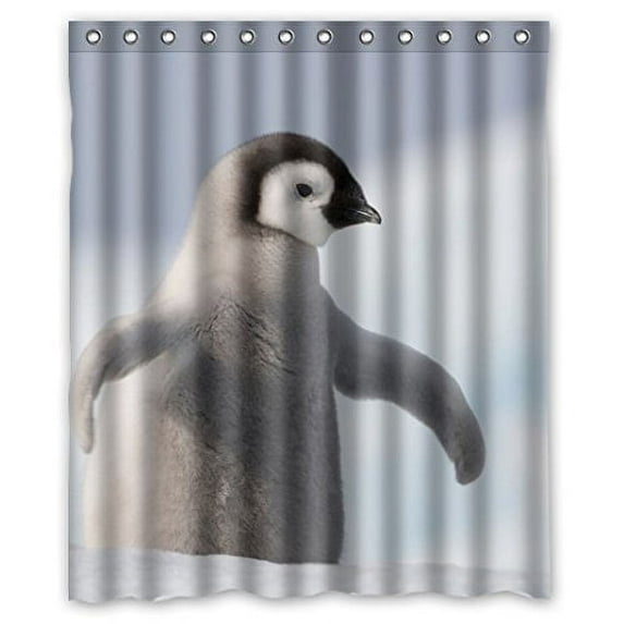 GreenDecor Penguin Waterproof Shower Curtain Set with Hooks Bathroom Accessories Size 60x72 inches