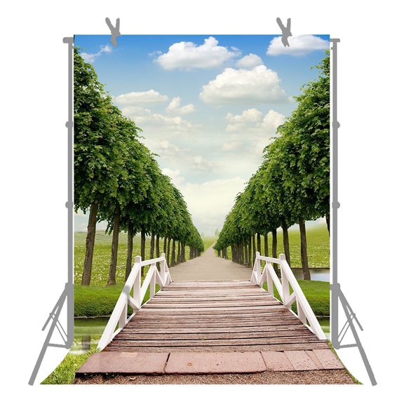 GreenDecor Photo Background 5x7ft Wood Bridge Photography Backdrop Studio Props