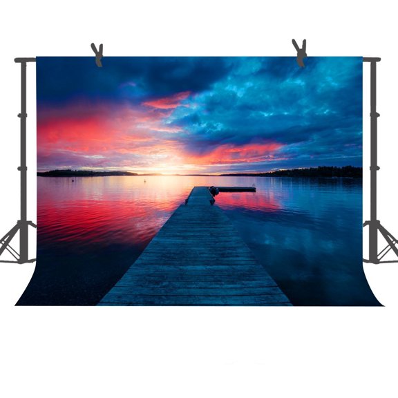 GreenDecor Photo Background 7x5ft Beautiful Sky Clouds and Lake Photography Backdrop Studio Props