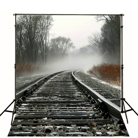 GreenDecor Photography Backdrop 5x7ft Railway Train Stones Newborn Photo Background for Studio and Backdrops