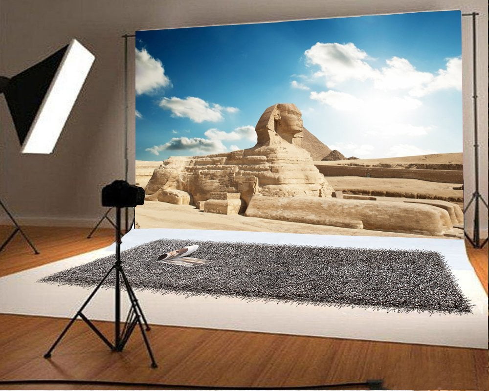 Pyramid Backdrop Design GreenDecor Photography Backdrop 7x5ft Sphinx Side Egyptian Pyramids ...