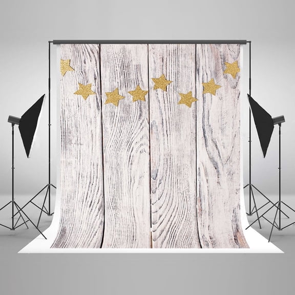 GreenDecor Photography Backdrop Newborn 5x7ft Cramberry Red Photo Background Wood Gold Stars Backdrop Decorations for Party