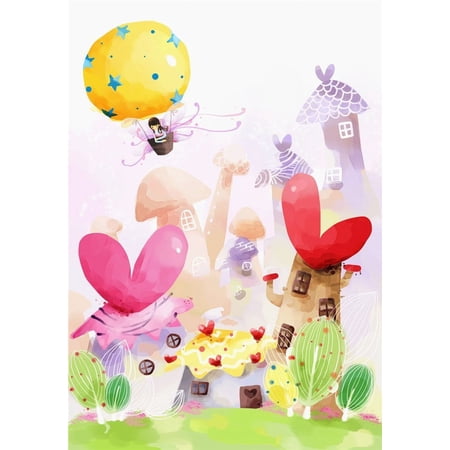 GreenDecor Photography Background 5x7ft Newborn Baby Fairy Tale Mushroom with Rabbits Photo Backdrop for Babies