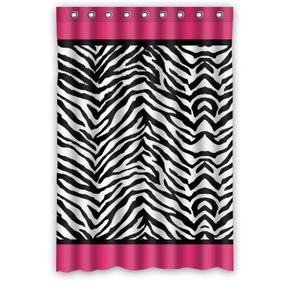 GreenDecor Pink Zebra Print And Stripes Lines Waterproof Shower Curtain