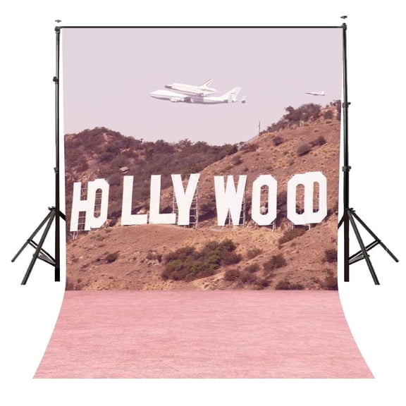 GreenDecor 5x7ft Photo Backdrop The Famous Los Angeles Hollywood Scenic Spots Picture Millennial Pink Studio Photography Background Props