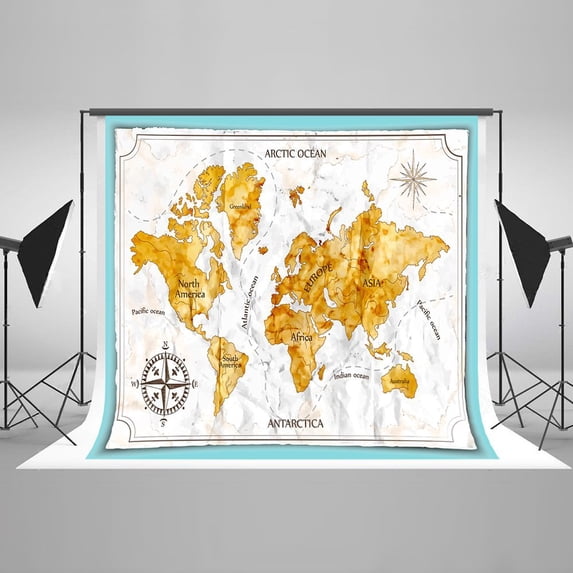 GreenDecor 7x5ft Sailing Maps Background of Columbus Day Background Photography Studio Props