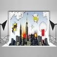 thumbnail image 1 of GreenDecor 7x5ft Super Hero City Kids Birthday Party Decorations Photography Background Photo Booth Backdrops, 1 of 4