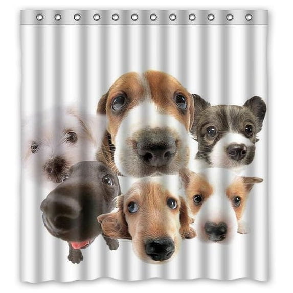 GreenDecor Puppy Head Larger Photo Funny Dog Waterproof Shower Curtain Set with Hooks Bathroom Accessories Size 66x72 inches