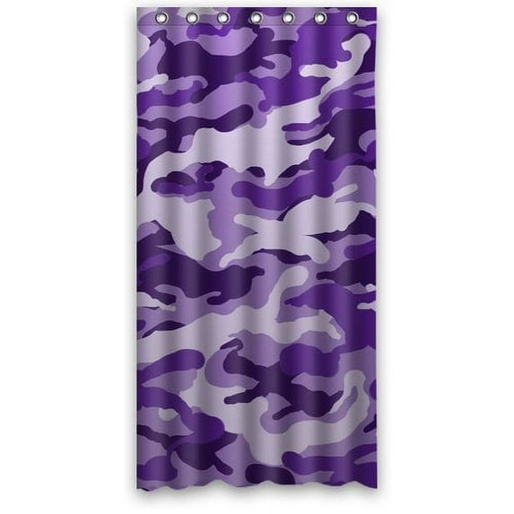 GreenDecor Purple Camouflage Waterproof Shower Curtain Set with Hooks Bathroom Accessories Size 48x72 inches