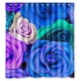 thumbnail image 1 of GreenDecor Purple Rose Floral Flower Waterproof Shower Curtain Set with Hooks Bathroom Accessories Size 66x72 inches, 1 of 2