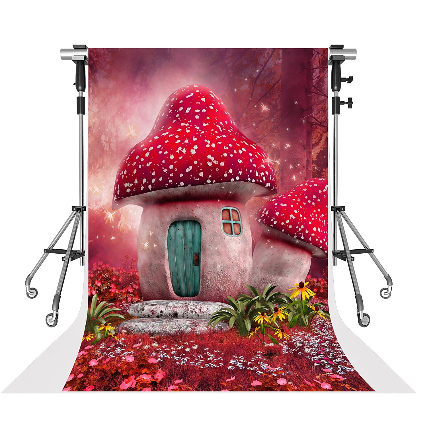 GreenDecor Red Backdrops for Photography Spring Fairy Tale Backgrounds