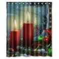 thumbnail image 1 of GreenDecor Red Candles And Colorful Ball Light With Fallen Snow Merry Christmas Waterproof Shower Curtain Set with Hooks Bathroom Accessories Size 60x72 inches, 1 of 2