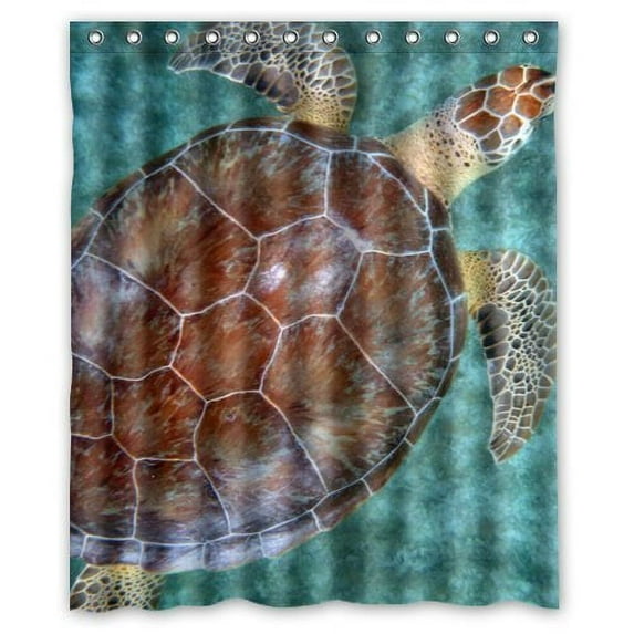 GreenDecor Sea Turtle Waterproof Shower Curtain Set with Hooks Bathroom Accessories Size 60x72 inches
