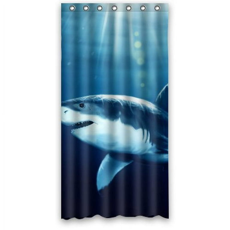 GreenDecor Shark Scene Printed Waterproof Shower Curtain Set with Hooks  Bathroom Accessories Size 36x72 inches 
