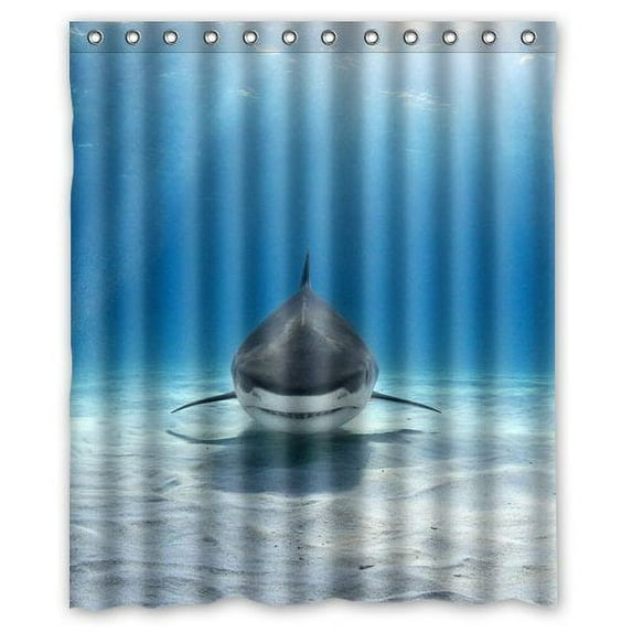 GreenDecor Shark Waterproof Shower Curtain Set with Hooks Bathroom Accessories Size 60x72 inches