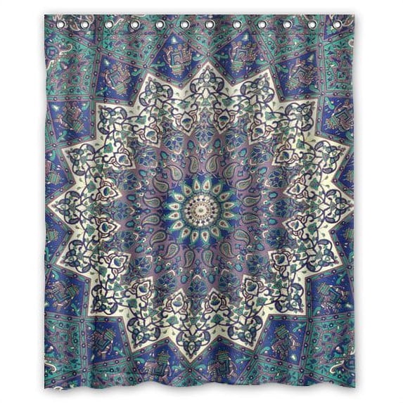 GreenDecor She'S Called Sunshine Hippie Mandala Waterproof Shower Curtain Set with Hooks Bathroom Accessories Size 60x72 inches