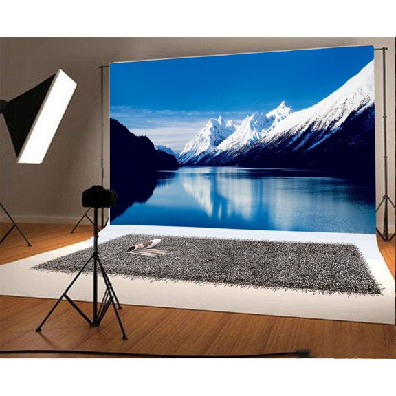 GreenDecor Snow Mountains Backdrop 7x5ft Winter Blue Sky Nature Landscape Photography Background Photos Video Studio Props