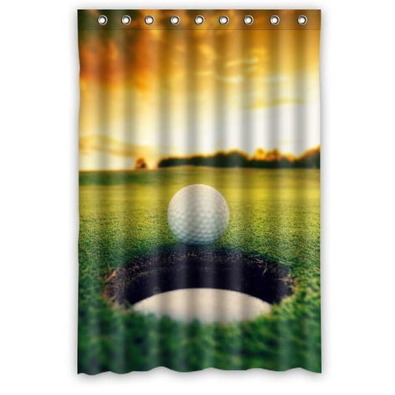 GreenDecor Sunset Graceful Golf Ball In Front Of The Hole Waterproof Shower Curtain Set with Hooks Bathroom Accessories Size 48x72 inches