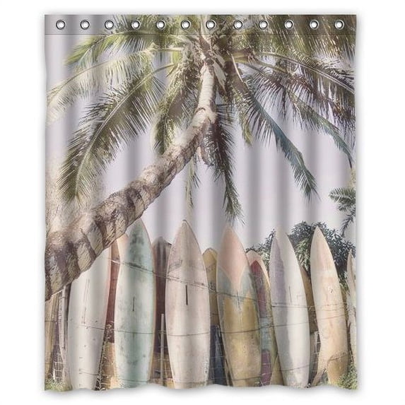 GreenDecor Surf Skateboard Waterproof Shower Curtain Set with Hooks Bathroom Accessories Size 60x72 inches