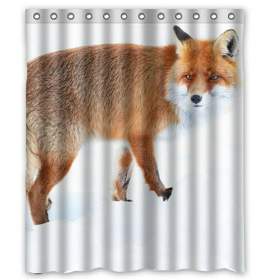 GreenDecor Tail Foxes Animals Waterproof Shower Curtain Set with Hooks Bathroom Accessories Size 60x72 inches