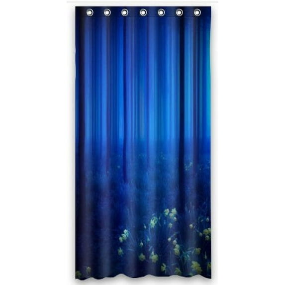 GreenDecor The Dark Blue Forest Waterproof Shower Curtain Set with Hooks Bathroom Accessories Size 36x72 inches