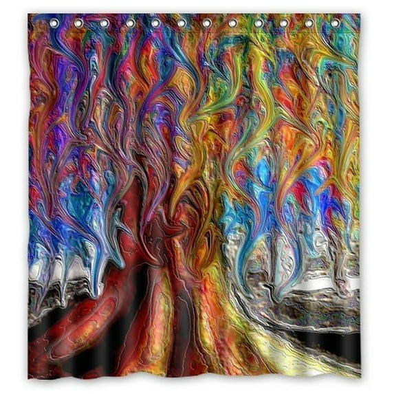 GreenDecor Tree Of Life Waterproof Shower Curtain Set with Hooks Bathroom Accessories Size 60x72 inches