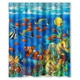 thumbnail image 1 of GreenDecor Underwater World Ocean Animals Fish Coral Waterproof Shower Curtain Set with Hooks Bathroom Accessories Size 60x72 inches, 1 of 2