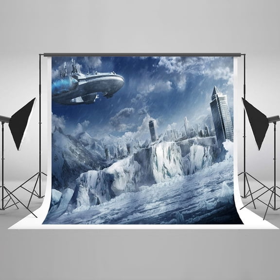 GreenDecor UFO Photography Backdrop City Background 5x7ft Photography Studio Props