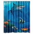 thumbnail image 1 of GreenDecor Underwater World Shark And Coral Fish Art Sea Ocean Animal Waterproof Shower Curtain Set with Hooks Bathroom Accessories Size 60x72 inches, 1 of 2
