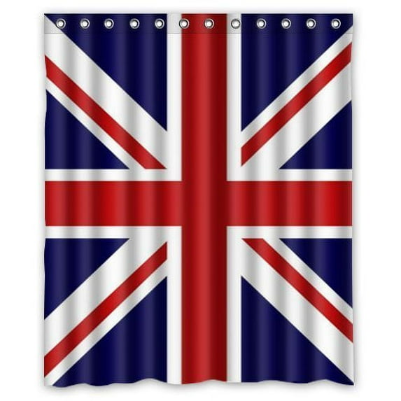 GreenDecor Union Jack Uk Flag Waterproof Shower Curtain Set with Hooks Bathroom Accessories Size 60x72 inches
