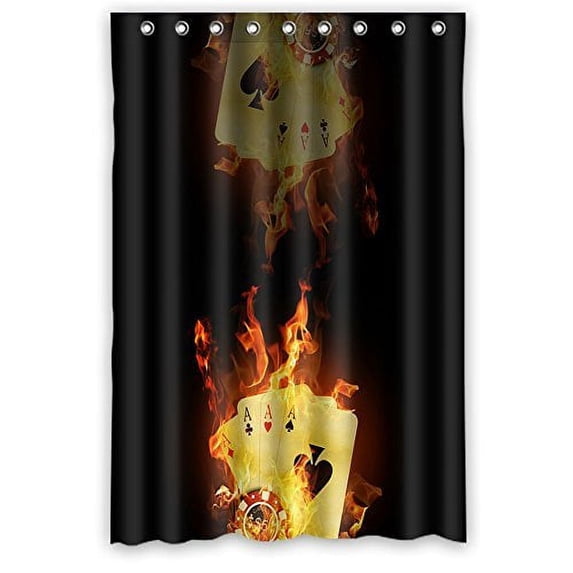 GreenDecor Unique Ace Poker Novelty Waterproof Shower Curtain Set with Hooks Bathroom Accessories Size 48x72 inches