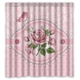 thumbnail image 1 of GreenDecor Valentine Series Valentine Retro Floral Pink Rose And Butterfly Waterproof Shower Curtain Set with Hooks Bathroom Accessories Size 66x72 inches, 1 of 2