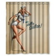 thumbnail image 1 of GreenDecor Vintage Pin Up Girls Christmas Waterproof Shower Curtain Set with Hooks Bathroom Accessories Size 60x72 inches, 1 of 2