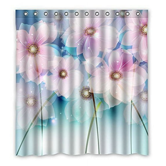 GreenDecor Water Resistant Waterproof Shower Curtain Set with Hooks Bathroom Accessories Size 66x72 inches