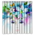thumbnail image 1 of GreenDecor Watercolor Flower Fairy Butterfly Flower Waterproof Shower Curtain Set with Hooks Bathroom Accessories Size 66x72 inches, 1 of 2