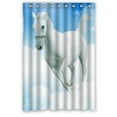 thumbnail image 1 of GreenDecor White Horse Running In White Clouds Waterproof Shower Curtain Set with Hooks Bathroom Accessories Size 48x72 inches, 1 of 2