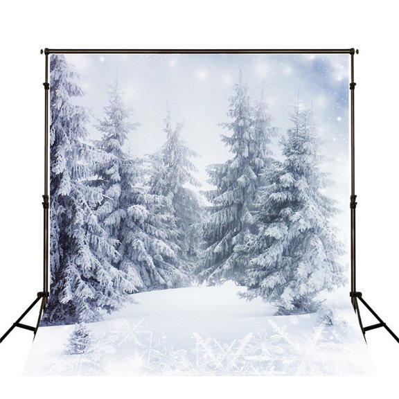 GreenDecor Winter Nature Photography Backdrops Trees Background 5x7ft White Snowflake Photo Background Cloth