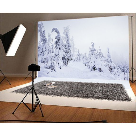 GreenDecor Winter Snow Trees Backdrop 7x5ft Pine Forests Photography Background Photos Video Studio Props