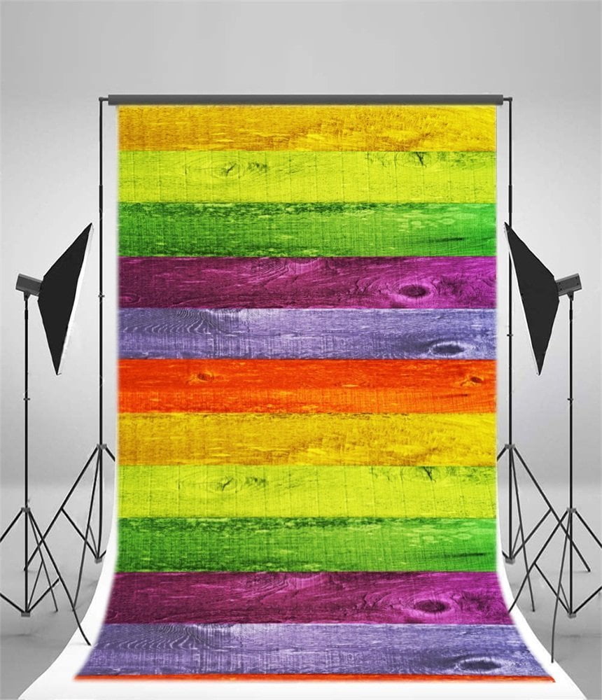 GreenDecor Wood Backdrop 5x7ft Photography Background Colored Strips ...