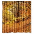 thumbnail image 1 of GreenDecor Yellow Leaves Tree Forest Waterproof Shower Curtain Set with Hooks Bathroom Accessories Size 66x72 inches, 1 of 2